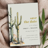 Western Boho Cacti woestijn Sage Groen Landschap Save The Date