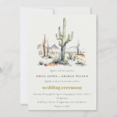 Western Boho Cactus Desert Landscape Bruiloft Kaart (Voorkant)