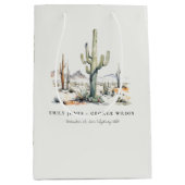 Western Boho Cactus Desert Landscape Bruiloft Medium Cadeauzakje (Voorkant)