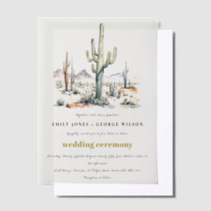 Western Boho Cactus Desert Landscape Bruiloft Vellum Uitnodigingen
