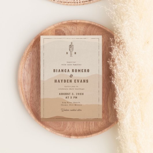 Western Boho Desert Cactus Bruiloft Kaart