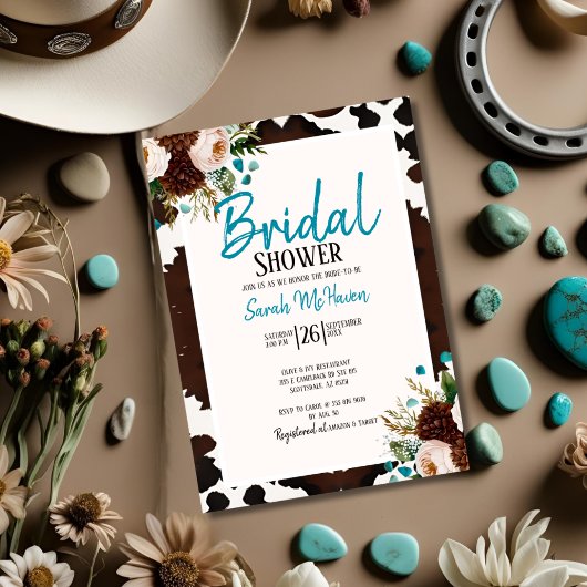 Western Boho Turquoise Bridal Shower Kaart