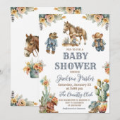 Western Boho Wild West Boy Baby shower Party Kaart (Voorkant / Achterkant)