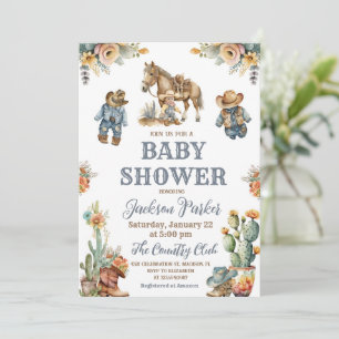 Western Boho Wild West Boy Baby shower Party Kaart