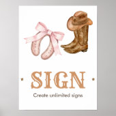 Western Boots and Bows Gender Reveal Sign Poster (Voorkant)
