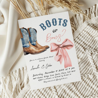 Western Boots or Bows He or She Gender Reveal Kaart