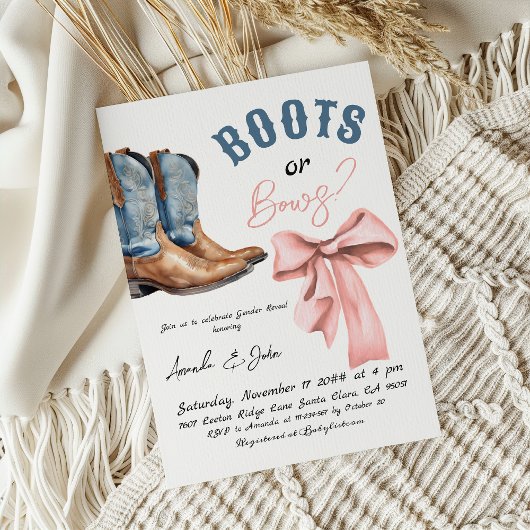 Western Boots or Bows He or She Gender Reveal Kaart