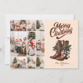 Western Bow & Boots Christmas 9 Photo  Feestdagenkaart (Voorkant)