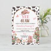Western Bows Pink Cowgirl Anniversaire Invitation (Debout devant)