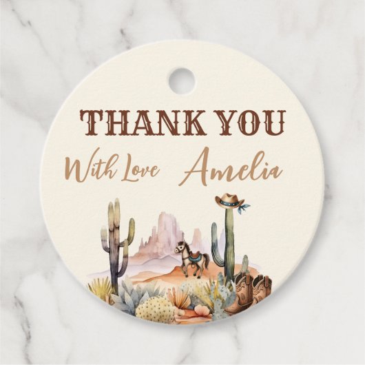 Western Boy A Little Cowboy Rustiek Baby shower Bedankjes Labels (Voorkant)