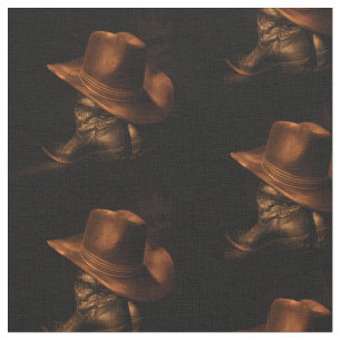 Western Bronze Cowboy Pet en Boots Print Fabric Stof