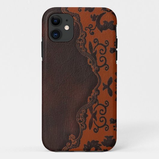 western Brown cuir orange Damask iphone5 coque (Dos)