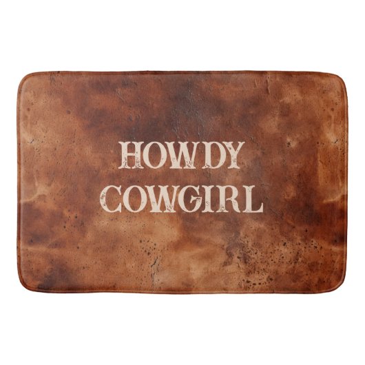 Western Brown Howdy Cowboy Brown Badmat (Voorkant)