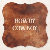 Western Brown Howdy Cowboy Brown Kartonnen Onderzetters (Voorkant)