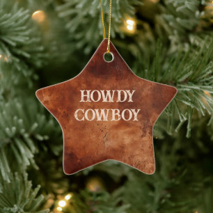Western Brown Howdy Cowboy Brown Keramisch Ornament