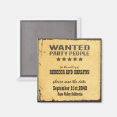Western Bruiloft Gezocht Party Mensen Save The Dat Magneet (Voorkant / Achterkant)