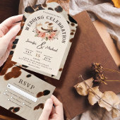 Western Bruiloft Koeienhuid Alles in een All In One Uitnodiging