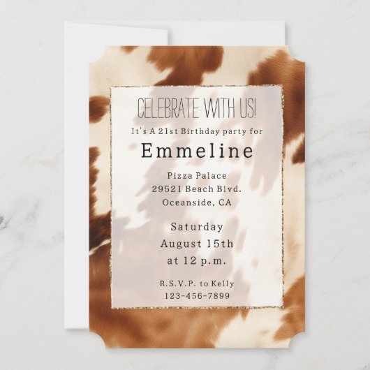 Western bruin crème Koeienhuid Kaart (Voorkant)