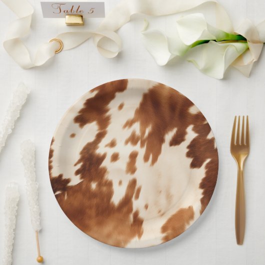 Western bruin crème Koeienhuid Papieren Bordje (Huwelijk)