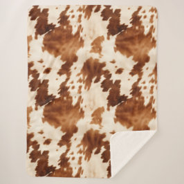 Western bruin crème Koeienhuid Sherpa Deken