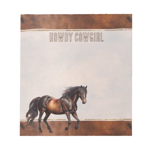 Western bruin paard cowboy cowgirl notitieblok (Voorkant)