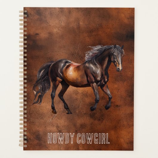 Western bruin paard cowboy cowgirl planner (Voorkant)