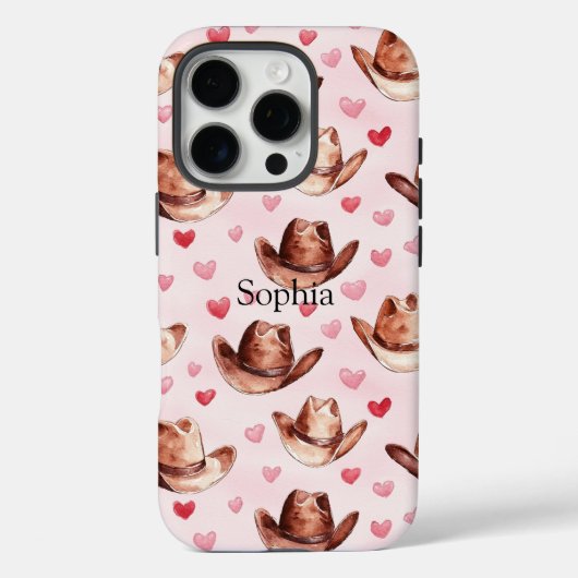 Western Bruin Roze Cowgirl Petten Harten Case-Mate iPhone Case (Achterkant)