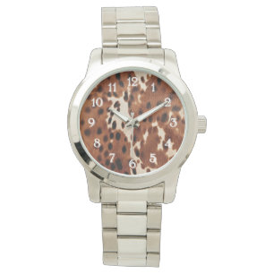 Western bruin zwart cowboy Koeienhuid Horloge