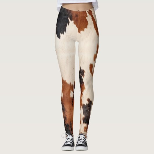Western bruin zwart wit Koeienhuid Leggings (Voorkant)