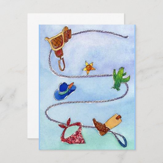 Western Buckaroo - Blankenuitnodiging Kaart (Voorkant / Achterkant)