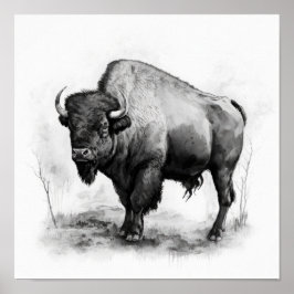 Western Buffalo Art Print Poster