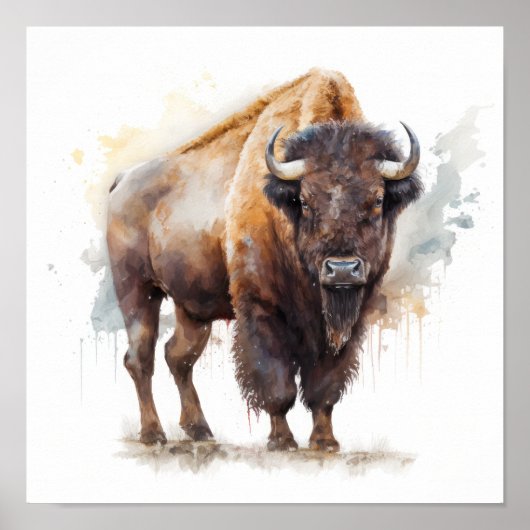Western Buffalo Art Print Poster (Voorkant)