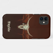 Western Bull Skull Brown Rustic Land Case-Mate iPhone Case (Achterkant (horizontaal))