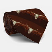 Western Bull Skull Rustic Wedding Country Stropdas (Opgerold)