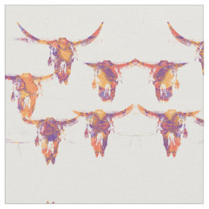Western Bull Skulls Paars Gold Land Stof