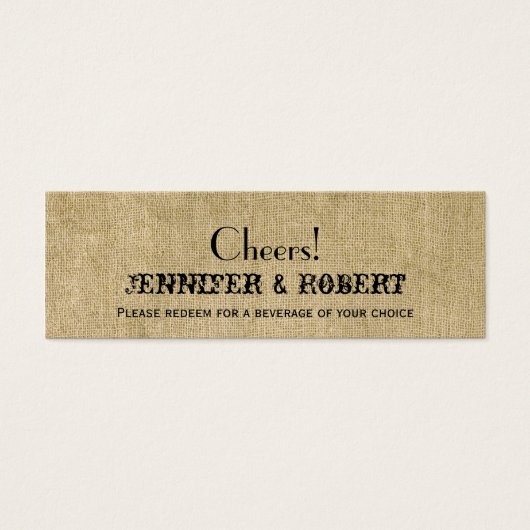 Western Burlap Mariage Buvez des billets (Devant)