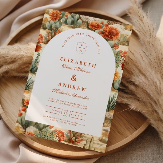 Western Cactus Garden Wedding Kaart