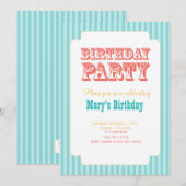 Western carnaval - Birthday Party - Blue & Coral Kaart (Voorkant / Achterkant)
