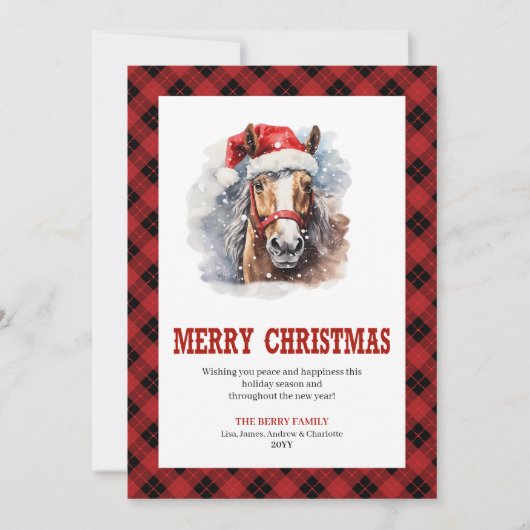 Western Christmas card rustic cowboy plaid Feestdagenkaart (Voorkant)