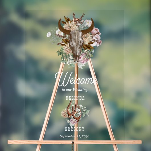 Western Country Cowboy Boho Cow Mariage crâne (Neutre)