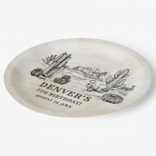 Western Country Cowboy Rodeo Verjaardag Papieren Bordje (Gekanteld)