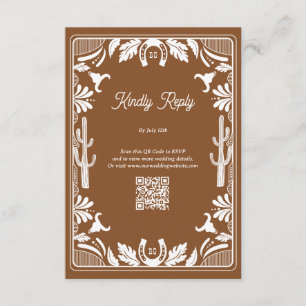 Western Country Cowboy Rustic Wedding Brown Informatiekaartje