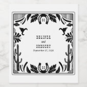 Western Country Cowboy Rustic Wedding  Wijn Etiket (Enkel label)