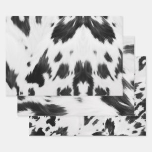 Western Country Cowboy Zwart Wit Koe Print Inpakpapier Vel