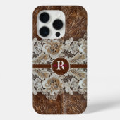 Western Country Leather n Lace Initiaal Naam Case-Mate iPhone Case (Achterkant)