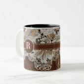 Western Country Leather n Lace Initiaal Naam Tweekleurige Koffiemok (Voorkant links)