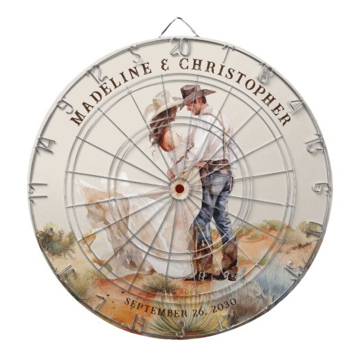 Western Country Ranch Wedding Dartbord (Voorkant)