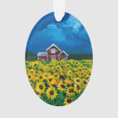 western country red barn summer sunflower field (dos)
