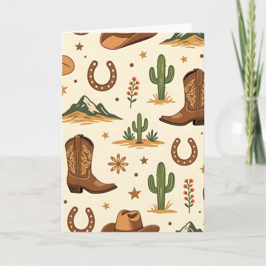 Western country theme with cactus kaart (Voorkant)