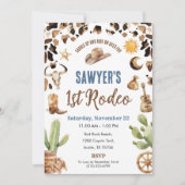 Western Cowboy “1st Rodeo” Birthday Invitation (Devant)
